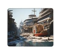 Square Mouse Pad with Stitched Edges - 8.3 x 10.3 in Small Mousepad for Wireless Mouse, Docking at the port of the giant ship Mouse Pads for Laptop, Gaming, Office & Home Decor