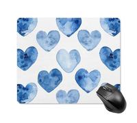 Square Mousepad with Non-Slip Rubber Base Gaming Mousepads Hand Drawn Blue Heart Mousepad Waterproof Desk Mat Personalized Mousemat Washable Computer Mousepads for Laptop Office Working 8.7x7.1 in