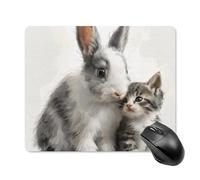 Square Mousepad with Non-Slip Rubber Base Gaming Mousepads Rabbit and Cat Mousepad Waterproof Desk Mat Personalized Mousemat Washable Computer Mousepads for Laptop Office Working 8.7x7.1 in