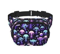Square Muffin-Alien-Galaxies Double-Layer Sport Fanny Pack Waist Pack Large Crossbody Waist Bag for Running Travel Walking