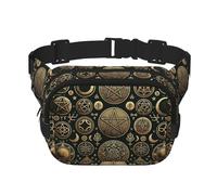 Square Mystical-Pentagrams-Stars Double-Layer Sport Fanny Pack Waist Pack Large Crossbody Waist Bag for Running Travel Walking