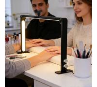 Square Nail Tech Lamp, Tri-Fold Nail Tech Light 420 LED Beads, 3000K-6000K LED Manicure Lamp with Phone Stand for Lash Beauty Tattoos Crafts(Black)