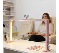 Square Nail Tech Lamp, Tri-Fold Nail Tech Light 420 LED Beads, 3000K-6000K LED Manicure Lamp with Phone Stand for Lash Beauty Tattoos Crafts(Pink)