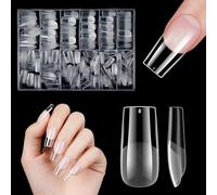 Square Nail Tips for Acrylic Extensions, Venares Short Nail Tips 500 Pcs 12 Size Fake Nails Short with Box, Acrylic Clear False Nail Tips for Gel Extensions