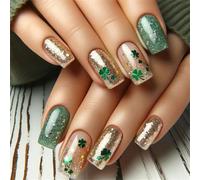 Square Nail Tips Patrick's Day Artificial Fake Woman Design Pushing Fake Nails