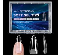 Square Nails Tips 240 Pieces Clear Clear Full Cover Gel Extensions Assorted Sizes for Manicures with Practical Box Gel Nail Extensions