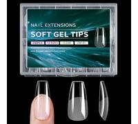 Square Nails Tips 240Pcs Clear Full Cover Gel Extensions Assorted Sizes For Manicures With Box Full Cover Nails