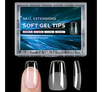 Square Nails Tips 240Pcs Clear Full Cover Gel Extensions Assorted Sizes For Manicures With Box Nail Tips
