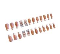 Square Nails Tips Fake Glues on Stick on Heart Pearls Press on Artificial False for Women Acrylic Glues on for Women Clear