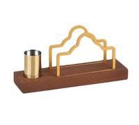 Square Napkin Holder Premium Vertical Paper Towel Stand with Solid Walnut Beech Wood Stainless Steel Desktop Dispenser Tissue Box(Walnut,20 * 5.6 * 9.8cm)