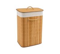 Square Natural Bamboo Laundry Basket, Laundry Hamper with Removeable Washable Lining & Lid, Easy Assemble Folding Storage Bin Dirty Clothes Storage Bucket Cover Household Container Organiser