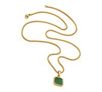 Square Natural Stone Pendant Necklace Geometric Gemstones Charm Neckchain For Women And Men Handmade Jewelry Gift Engagement Necklace