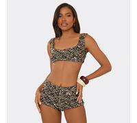 Square Neck Bralet In Brown Floral Embellished Sequin, Women's Size UK 6