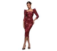 Square Neck Mid-Length Dress Women Goddiva Rouge 38