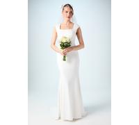 Square Neck Ponte Fishtail Wedding Dress With Puddle Coast Ivory 14
