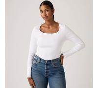 Square Neck T-Shirt with Long Sleeves White