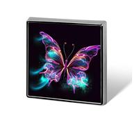 Square Neon Butterfly Brooch Classic Mini Pin 0.7 Inch Aluminum Alloy Lapel Pin Personalized Button Badge for Backpack Hat Suit Jacket Clothing Decoration