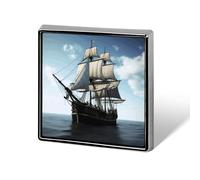 Square Old Sailing Ship Brooch Classic Mini Pin 0.7 Inch Aluminum Alloy Lapel Pin Personalized Button Badge for Backpack Hat Suit Jacket Clothing Decoration