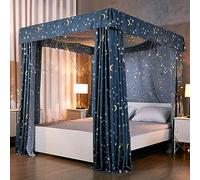 Square One Piece 4 Corner Mosquito Netting Bracket, Stainless Steel Mosquito Net Frame, Bed Stand Canopy Post with Curtain, for Bed,D,QUEEN