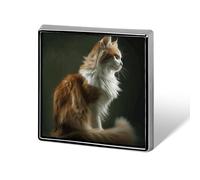 Square Orange And White Cat Brooch Classic Mini Pin 0.7 Inch Aluminum Alloy Lapel Pin Personalized Button Badge for Backpack Hat Suit Jacket Clothing Decoration