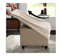 Square Ottoman Covers Folding Storage Stool Slipcovers Furniture Protector Form Fit with Elastic Bottom Stretch High Spandex Small Checks (#6 L)
