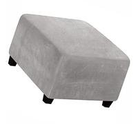Square Ottoman Slipcover Velvet Small/Medium/Large Stretch Ottoman Cover Slipcover for Wingback Chair Stool Protector cover/Sofa Leather Storage Footstool (Color : Light gray, Size : 62-76cm)