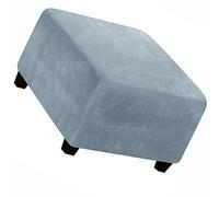 Square Ottoman Slipcover Velvet Small/Medium/Large Stretch Ottoman Cover Slipcover for Wingback Chair Stool Protector cover/Sofa Leather Storage Footstool (Color : Gray-blue, Size : 80-100cm)