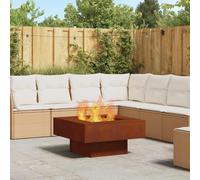 Square Outdoor Fire Pit Weathering Steel Brown 80 x 80 x 40 cm Durable HeatProof