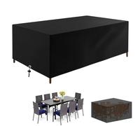 Square Outdoor Table Cover 155x115x65 cm, 420D Oxford Fabric, UV Resistant, Dustproof Garden Furniture Protector, Waterproof, Black