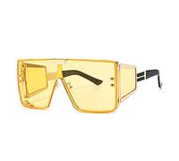 Square Oversized One Lens Sunglasses Retro Men Women Shades UV400 Vintage Glasses,C3Yellow,one size