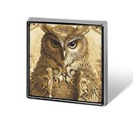 Square Owl Pattern Brooch Classic Mini Pin 0.7 Inch Aluminum Alloy Lapel Pin Personalized Button Badge for Backpack Hat Suit Jacket Clothing Decoration