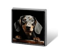 Square Pad Dachshund Brooch Classic Mini Pin 0.7 Inch Aluminum Alloy Lapel Pin Personalized Button Badge for Backpack Hat Suit Jacket Clothing Decoration