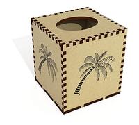 Square 'Palm Tree' Wooden Tissue Box Cover (TB00014085)
