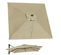 Square Patio Umbrella Canopy Replacement, 8 Ribs Cantilever Umbrella Top Cover, Outdoor Parasol Cloth Fabric with Push Button, UV Protection for Garden Market Yard(Beige,4mx3m/13ftx10ft)
