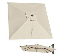 Square Patio Umbrella Canopy Replacement, 8 Ribs Cantilever Umbrella Top Cover, Outdoor Parasol Cloth Fabric with Push Button, UV Protection for Garden Market Yard(White,3mx3m/10ftx10ft)
