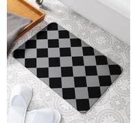 Square Pattern Grey Stone Non Slip Bath Mat Artsy Mats Grey One Size