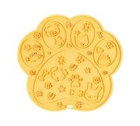 Square Paw Shape Silicone Lick Mat,Non-Slip Concave Convex Texture Slow Feeder Food Grade Odorless, For Dogs Puppy Anxiety Relief Travel Camping Yellow A