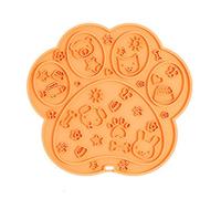 Square Paw Shape Silicone Lick Mat,Non-Slip Concave Convex Texture Slow Feeder Food Grade Odorless, For Dogs Puppy Anxiety Relief Travel Camping Orange A