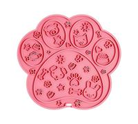Square Paw Shape Silicone Lick Mat,Non-Slip Concave Convex Texture Slow Feeder Food Grade Odorless, For Dogs Puppy Anxiety Relief Travel Camping Red A