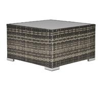 Square PE Wicker Rattan Table with Glass Top - Dark Grey