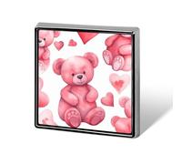 Square Peach Style Bear Brooch Classic Mini Pin 0.7 Inch Aluminum Alloy Lapel Pin Personalized Button Badge for Backpack Hat Suit Jacket Clothing Decoration