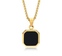 Square Pendant Necklace For Women And Men Geometric Stone Pendant With Bead Charms On Box Chain S3