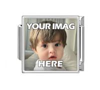 Square Personalised Photo Charm Silver Stainless Steel Italian Charm fits all 9mm Bracelet, Customised Gifts, Add Your Own Photo