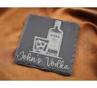 Square Personalised Vodka Engraved Slate Coaster