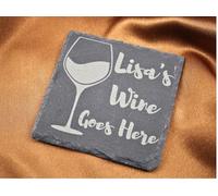 Square Personalised Wine Glass Engraved Slate Coaster