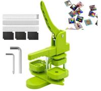 Square Photo Magnet Maker Machine, DIY Badge Pin Press Button Maker with 100 Refills, 50mm Durable Plastic Craft Tool for Custom Fridge Magnets Home Classroom Wedding DIY(Green)