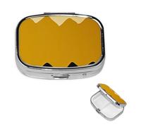 Square Pill Box 2 Compartments Mustard Yellow Black Pill Box Handbag Travel Pocket Portable Metal Pill Box for Medicine Vitamin Fish Oil Unique Gift