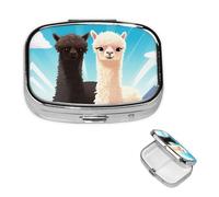 Square Pill Box Alpaca Pill Case for Purse & Pocket 3 Compartment Pill Organizer Portable Travel Pillbox Medicine Pill Holder Container for Daily Vitamin Cod Liver Oil Storage