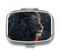 Square Pill Box Beautiful Lion Pictures Pill Case for Purse & Pocket 2 Compartment Medicine Pill Organizer Portable Travel Pillbox Medicine Vitamin Cod Liver Oil Storage Box