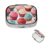 Square Pill Box Colorful Sweet Lollipop Cupcake Donut Pill Case for Purse & Pocket 3 Compartment Pill Organizer Portable Travel Pillbox Medicine Pill Holder Container for Daily Vitamin Cod